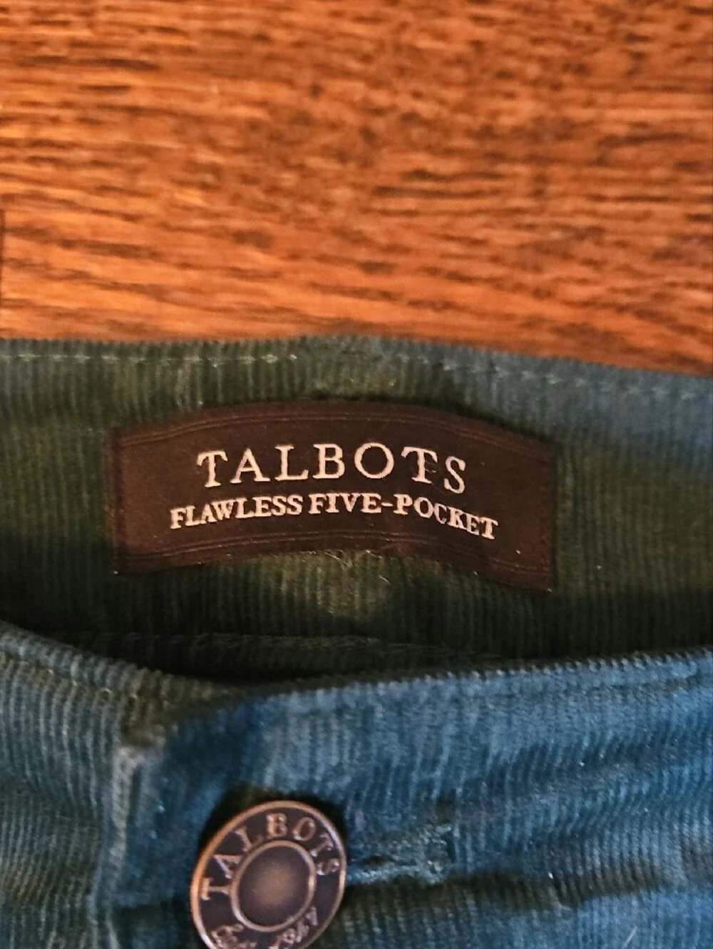 Talbots Teal Corduroy Five-Pocket Pants